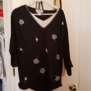 Dress Barn Embroidery and Pearl Black Shirt